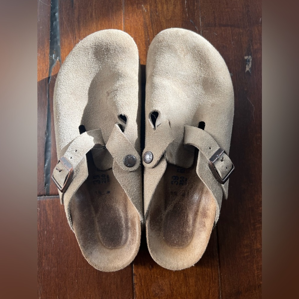 Tan suede Boston birks
